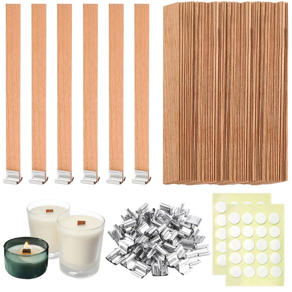 Wooden Wick Candle - 100 Stuks Houten Wieken Met Basis