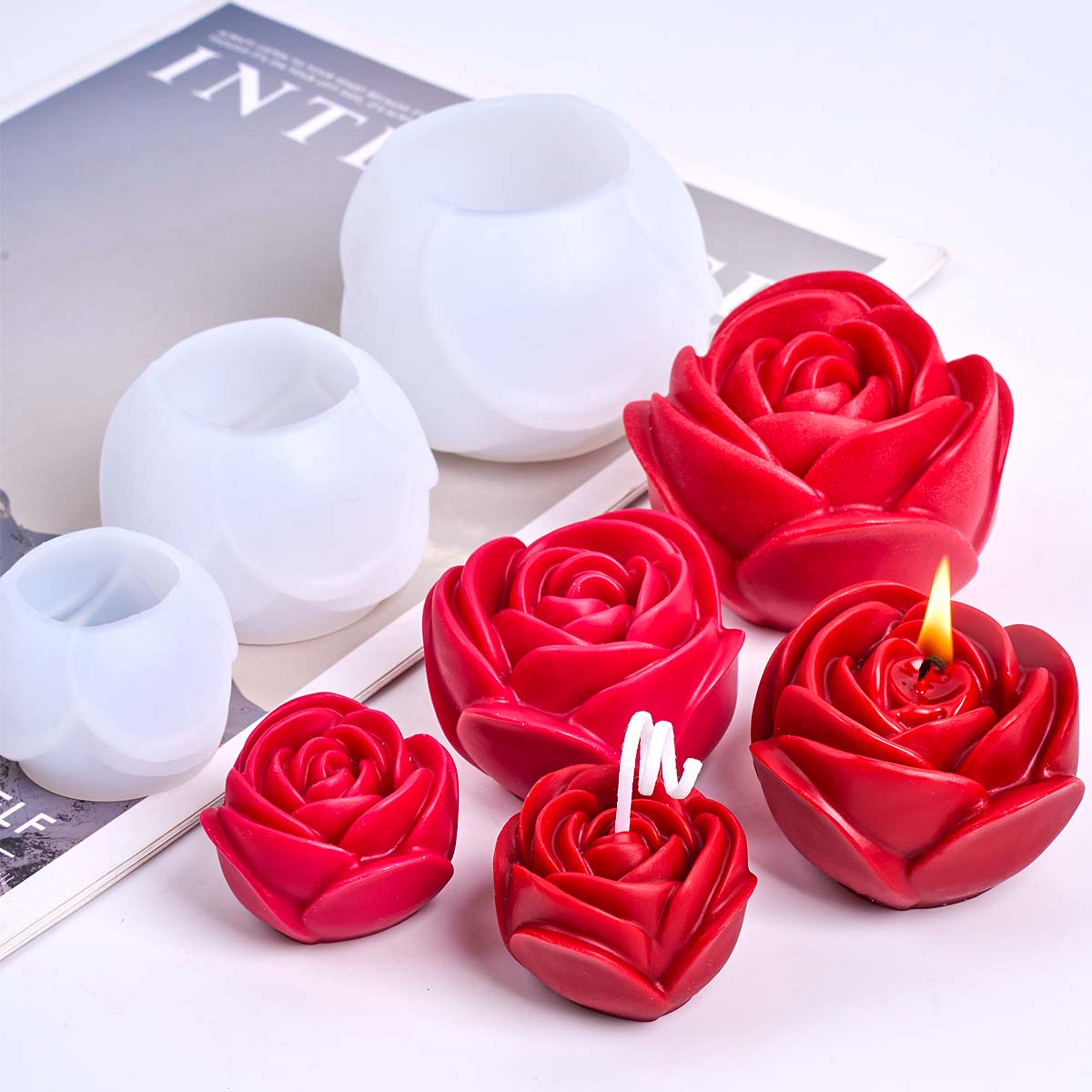 3D Bloemvorm Siliconen Kaars S - Home Fragrance Rose recensie en prijs